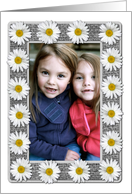 Mother’s Day Photo Card- White and Yellow Daisies on Grayscale Burlap card