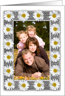 Blank Note Photo Card- White and Yellow Daisies on Grayscale Burlap card