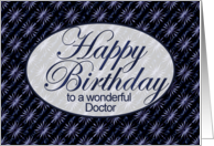 Happy Birthday, Doctor- Dark Blue and Lilac Art Nouveau card