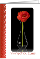 Thinking of You, Cousin, Orange Flower in Vase card