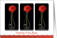Thinking of You, Boss- Orange Flowers in Vases card