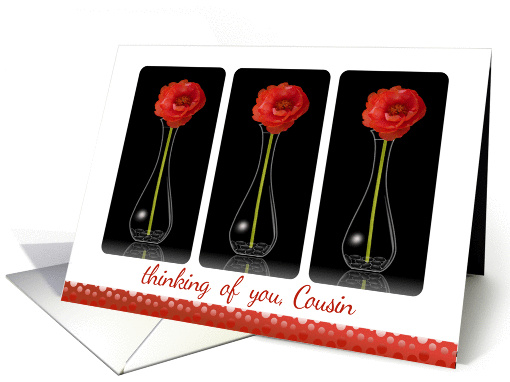 Thinking of You, Cousin- Orange Flowers in Vases card (1075026)