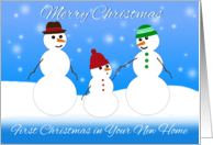 Merry Christmas, First Christmas in Your New Home, Snowman Family card