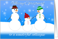 Merry Christmas, Colleague, Snowman Family card
