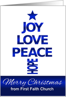 Merry Christmas,Customize, Blue and White Contemporary Tree card