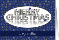 Merry Christmas,Aunt and Uncle, Blue and Silver Stars and Ornaments card