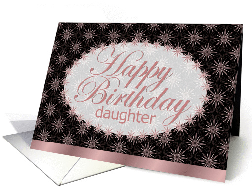 Happy Birthday, Daughter, Brown and Pink Floral Art Nouveau card