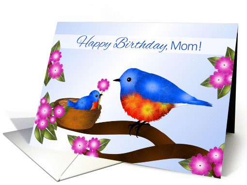 Happy Birthday, Mom, Bluebird and Nest with Baby Bird card (1371000)