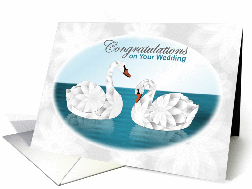 Congratulations,Wedding,Teal,Pair of Swans on Water card (1372092)