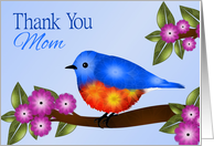 Thank You, Mom Bluebird on Flowering Tree Branch card