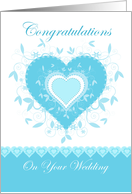 Blue, White Hearts,Wedding,Marriage,Congratulations,Niece and Husband card