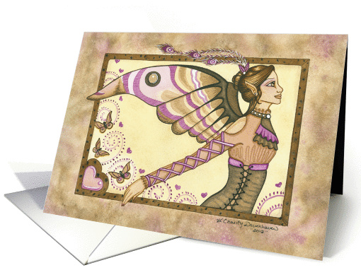 Thinking of You - Vintage Victorian Butterfly Fairy card (937705)