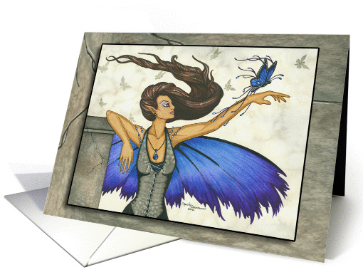 Farewell Card - Yesterdays Blue Butterfly Fairy card (940677)