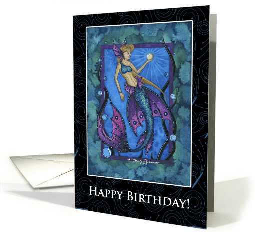 Birthday Card - Fantasy Mermaid in Deep Blue Waters card (941218)