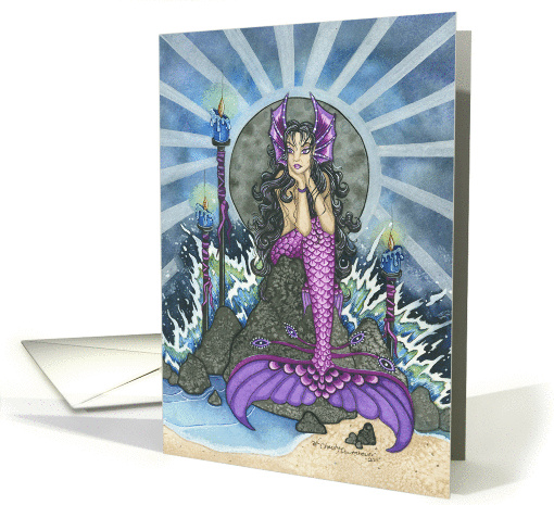 Blank Card - Nautical Mermaid Gazing at a Flame card (941539)