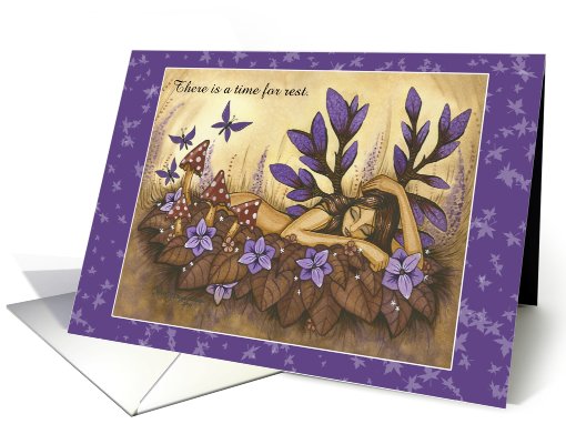 Get Well Soon - Custom Text - Fairy Asleep in a Field of Flowers card