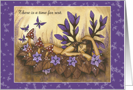 Get Well Soon - Custom Text - Fairy Asleep in a Field of Flowers card