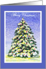 Christmas Scene with Snowy Christmas Tree card