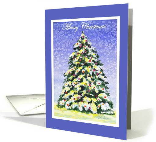 Christmas Scene with Snowy Christmas Tree card (982787)