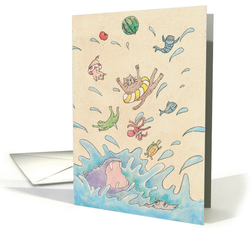 Animal Summer Greeting in Pool card (942018)