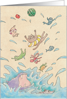 Animal Summer Greeting in Pool card