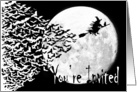 You’re Invited - Black/White Bat and Witch Halloween Invitation card
