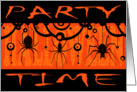 Halloween Party Time - Grunge Spider Black/Orange Invitation card