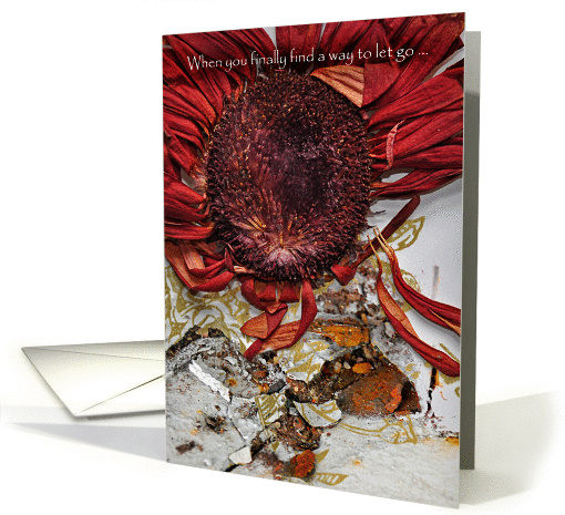 Condolences - Dried flower and crumble wall represent saddness card