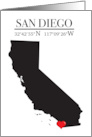 San Diego California GPS Coordinates Blank card
