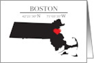 Boston Massachusetts GPS Coordinates Blank card