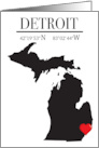 Detroit Michigan GPS Coordinates Blank card