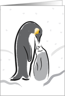Feeding Baby Penguin blank card