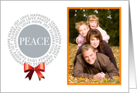Peace Christmas card with wreath of words card