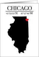 Chicago Illinois GPS Coordinates Blank card