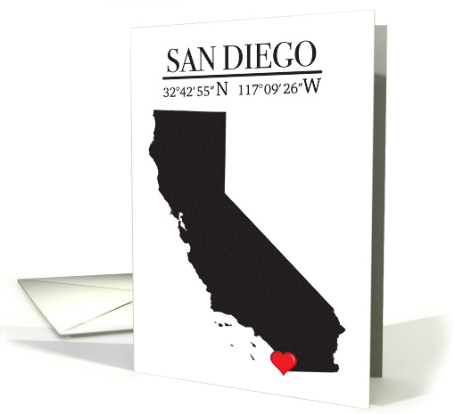 San Diego California GPS Coordinates Blank card (1661888)