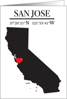 San Jose California GPS Coordinates Blank card