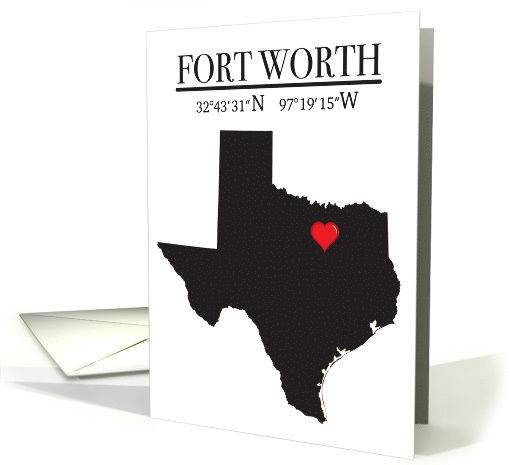 Fort Worth Texas GPS Coordinates Blank card (1729696)
