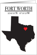 Fort Worth Texas GPS Coordinates Blank card