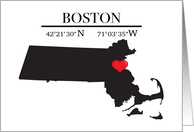 Boston Massachusetts GPS Coordinates Blank card