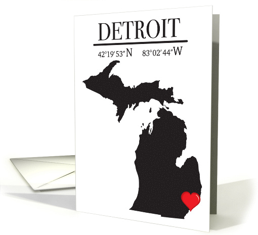 Detroit Michigan GPS Coordinates Blank card (1732382)