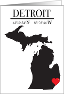 Detroit Michigan GPS Coordinates Blank card