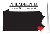 Philadelphia Pennsylvania GPS Coordinates Blank card