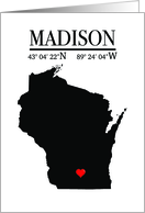 Madison Wisconsin GPS Coordinates Blank card
