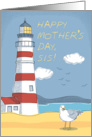 Mother’s Day Sis, Lighthouse, Seagull and Ocean Landscape card