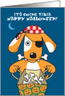 Dog in Pirate Costume with Bones, Funny Halloween Pun card