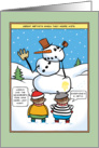 Funny Kid Artist Abstract Snowman, Merry Christmas card