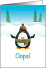 Funny Christmas, Cute Penguin Peed in the Snow card