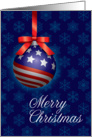 Patriotic American Flag Christmas Ornament with Bow card