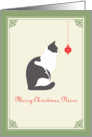 Cat Staring at Christmas Ornament, Merry Christmas, Niece card
