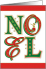 Noel with Holly, Bell, Snowflakes & Angel, Merry Christmas card